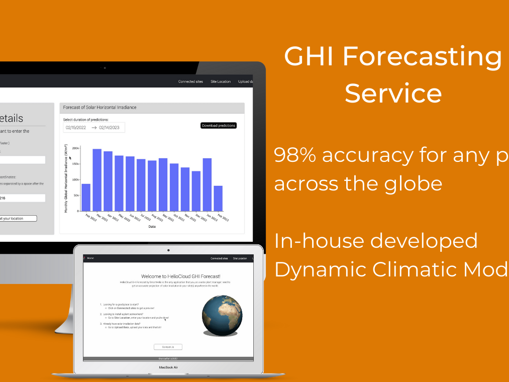 SmartHelio’s HelioCloud GHI Forecast service predicts solar irradiation for any location in the world.